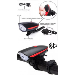 Luz led bici con bocina y montaje